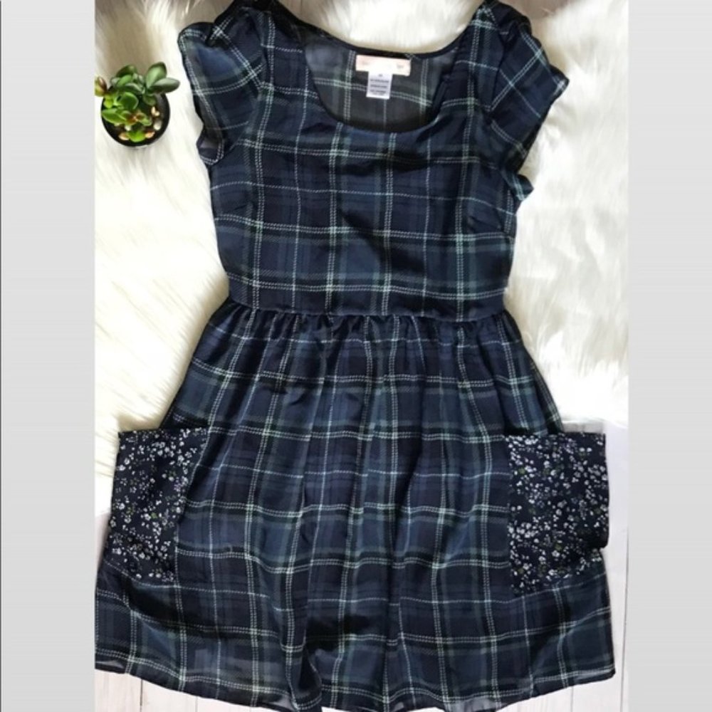 Band of Gypsies plaid/floral mixed print dress